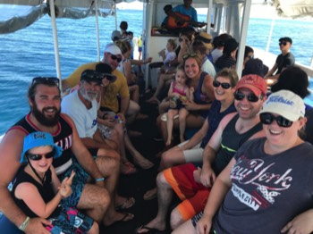 All together on the boat on the way to Savala Island