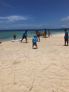 Beach football on Savala Island - hot sand!